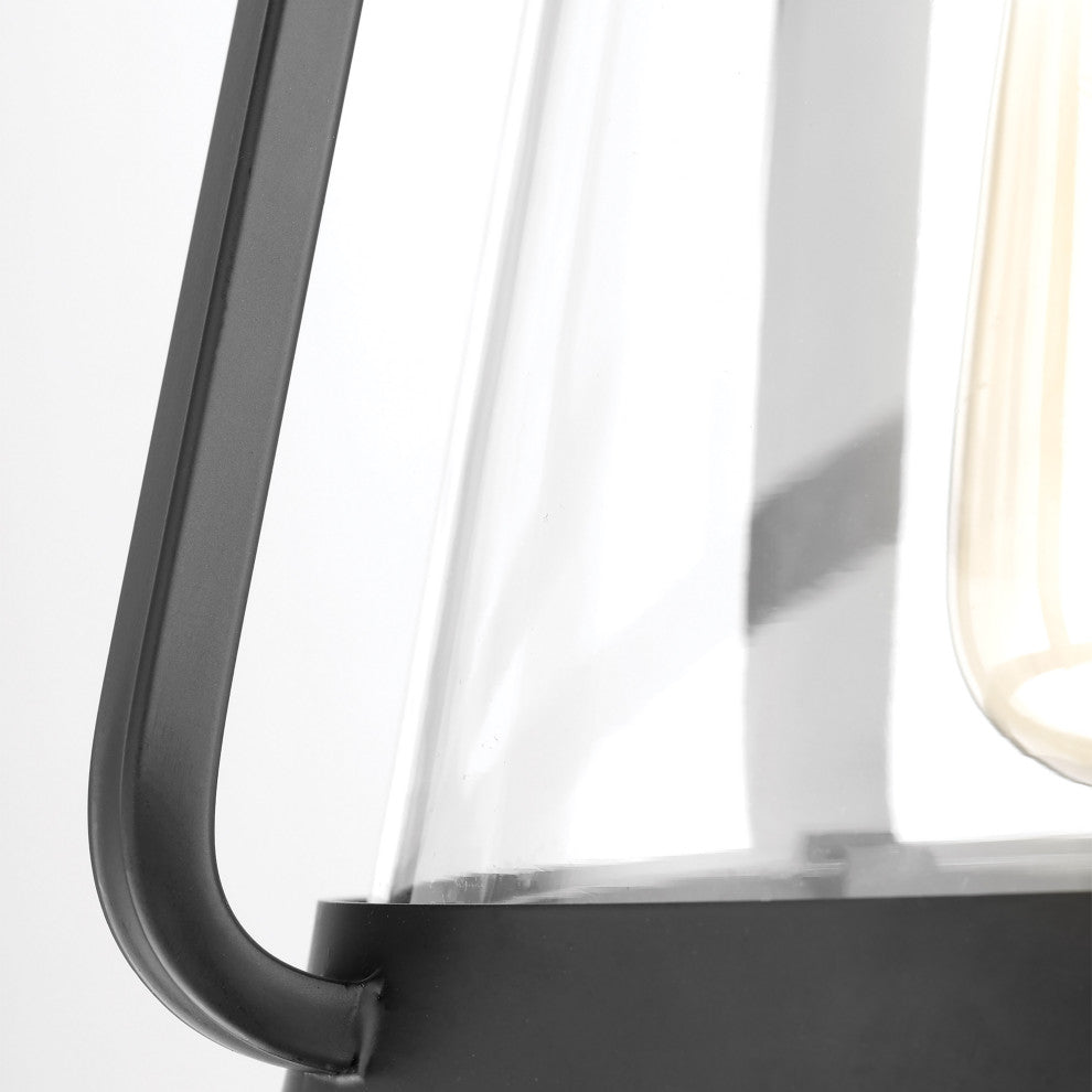 Everett 1-Light Large Wall Sconce, Matte Black With Clear Glass
