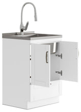 Reed Transitional28"Laundry Cabinet With Pullout Faucet, White, 24"