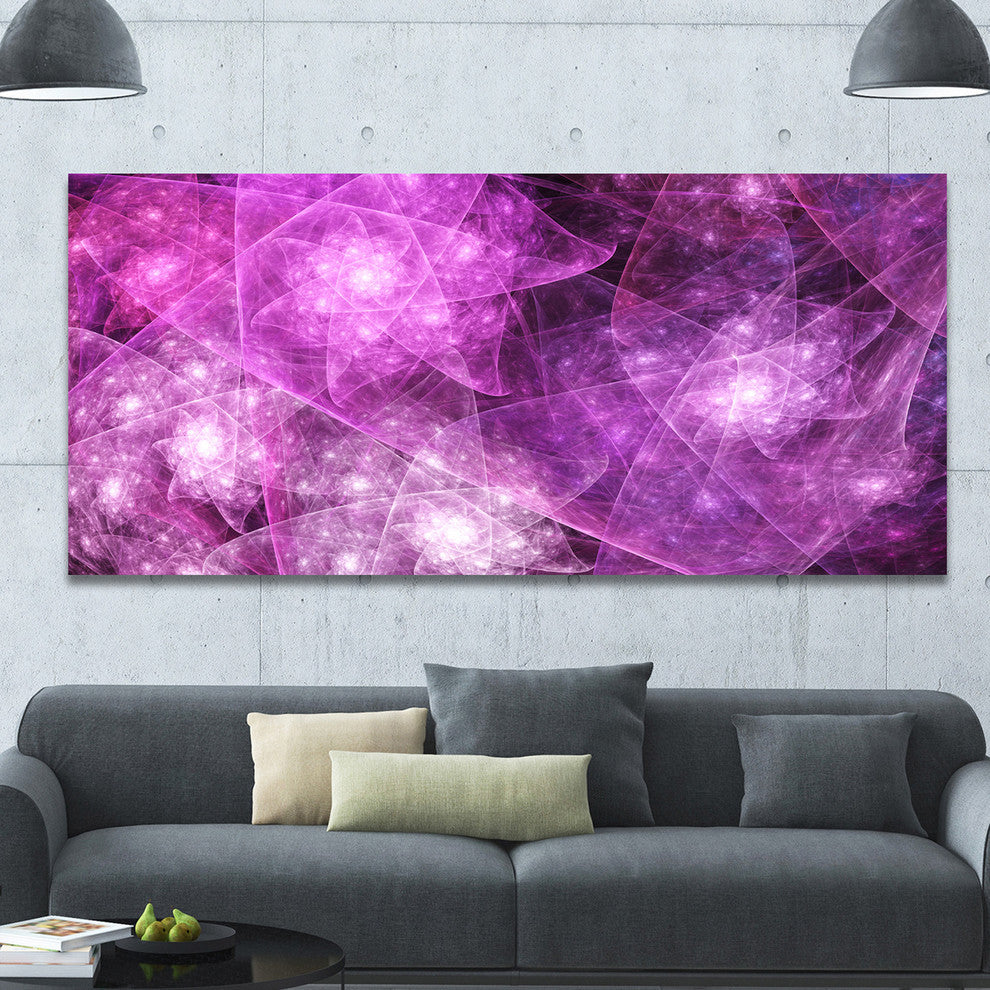 Pink Rotating Polyhedron, Oversized Abstract Canvas Art Print, 60x28