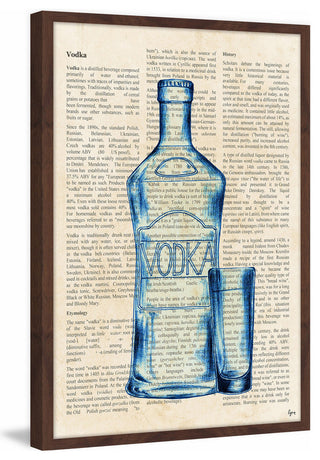 "Blue Vodka History" Framed Painting Print, 20"x30"