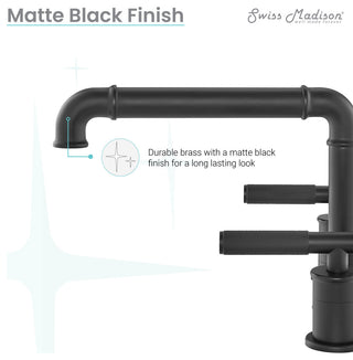 Avallon 8" Widespread, Sleek Handle, Bathroom Faucet, Matte Black