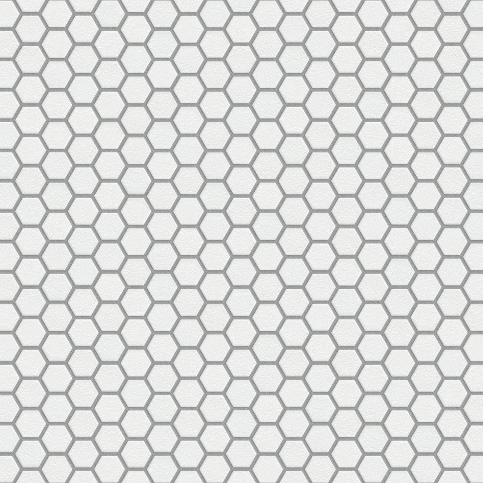 Hudson 1" Hex Crystalline White Porcelain Floor and Wall Tile