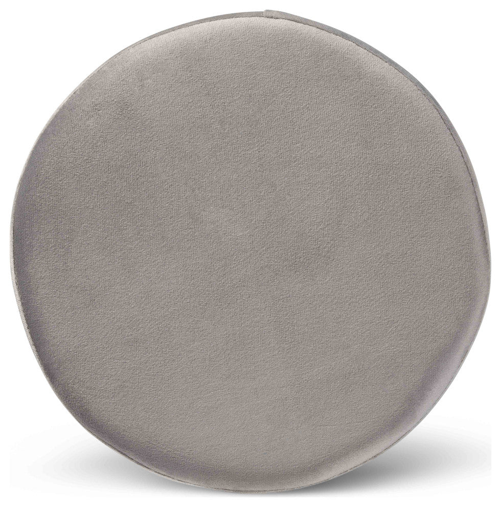 Greaves Glam Velvet Fabric Upholstered Ottoman, Gray/Gold