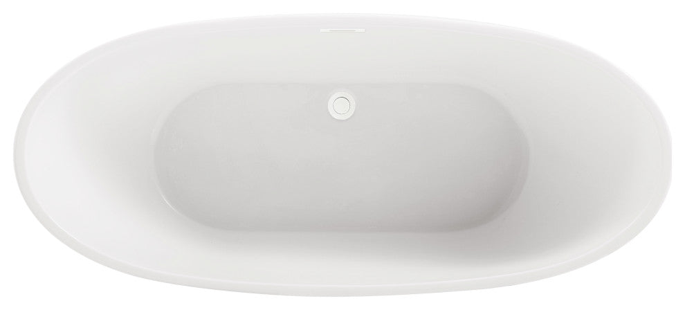 Igor 62" Soaking Bathtub, Glossy White With Polished White Trim