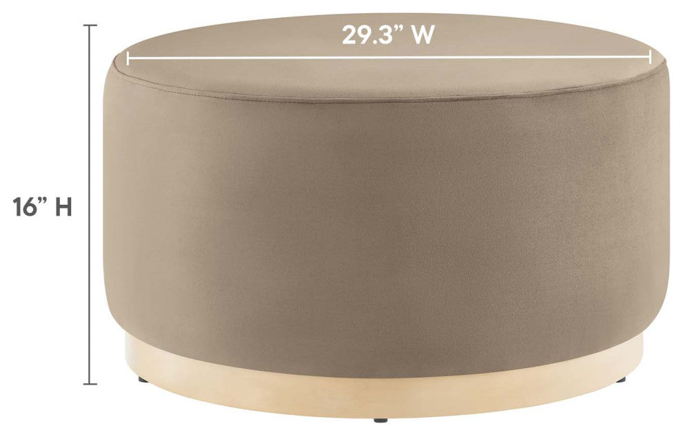 Tilden Large 29" Round Performance Velvet Upholstered Ottoman