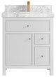 Sonoma 30 Single Sink Reeded Bath Vanity in White 2" Carrara Marble