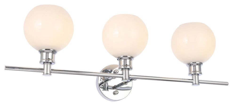 Chrome Finish And Frosted White Glass 3-Light Wall Sconce