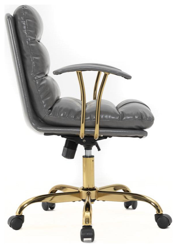 LeisureMod RO19GRL Regina Modern Titanium Grey Executive Leather Office Chair