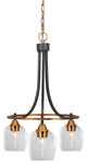 Paramount Downlight 3-Light Chandelier, Matte Black & Brass, 6" Clear Bubble
