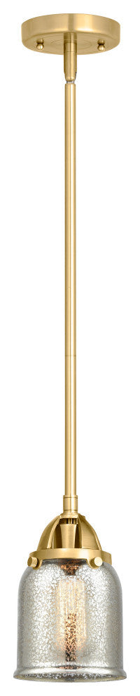 Small Bell Mini Pendant, Satin Gold, Silver Plated Mercury