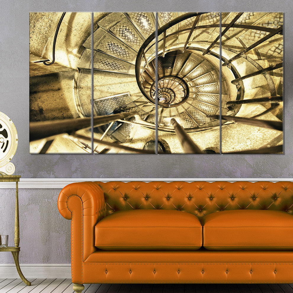 Architectural Detail of Paris in Winter, Abstract Canvas Art, 48"x28", 4 Panels