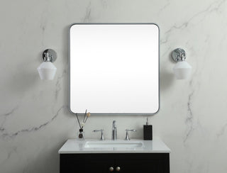 Ellis Soft Corner Metal Square Mirror 30x30 Inch, Silver