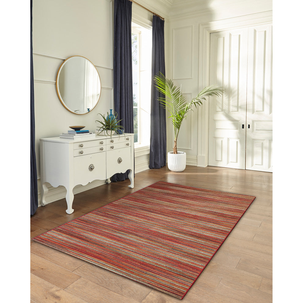 Marina Stripes Indoor/Outdoor Rug, Saffron, 7'10"x9'10"