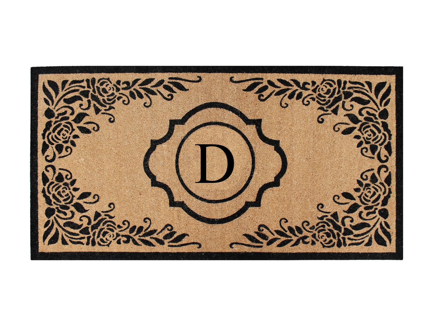 A1HC First Impression Hand Crafted Ella Entry Coir Monogrammed Double Doormat, D