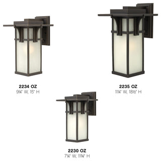 Manhattan Large Outdoor Wall Sconce, Oil Rubbed Bronze With Etched Seedy Glass