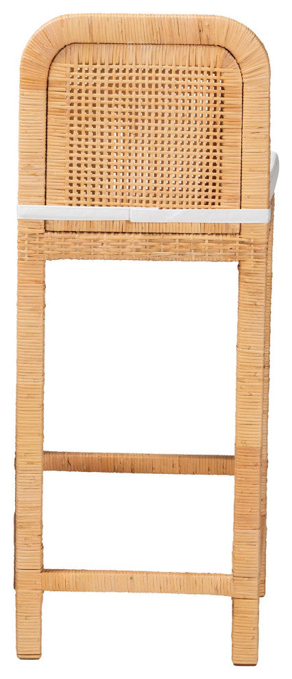 Sigurd Rattan and Mahogany, Bar Stool