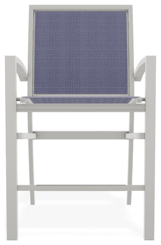 Kendall Sling Balcony Height Stackable Outdoor Stool, Breeze/Snow