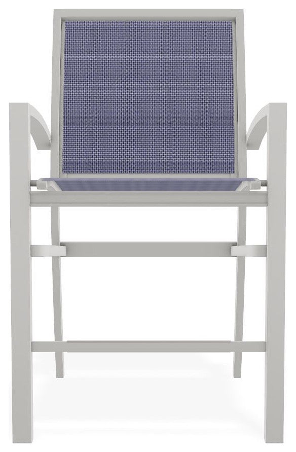 Kendall Sling Balcony Height Stackable Outdoor Stool, Breeze/Snow