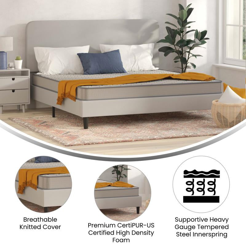 Capri Comfortable Sleep CertiPUR-US Certified Spring Mattress, Mattress in a Box, Gray, King
