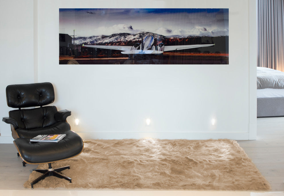 Hudson Faux Sheepskin Rug, Tan, 5'x8'