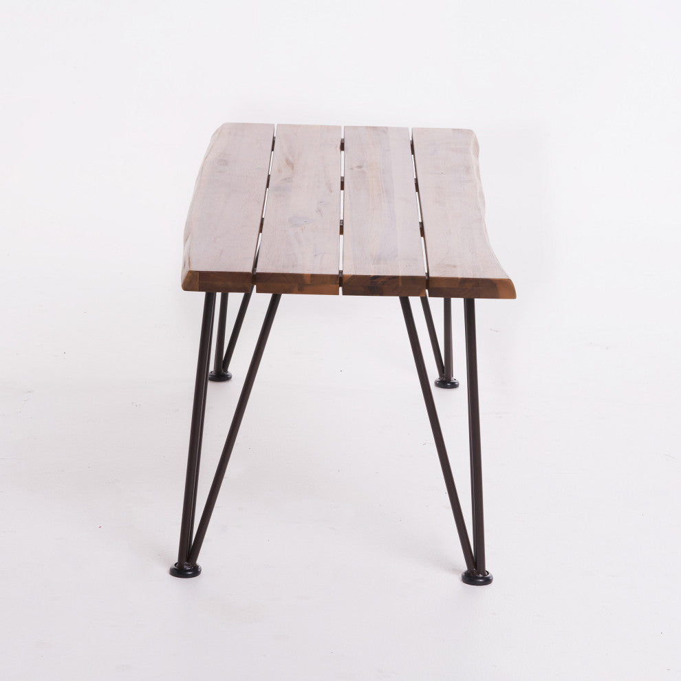 GDF Studio Zephyra Rustic Finished Iron and Acacia Wood Coffee Table