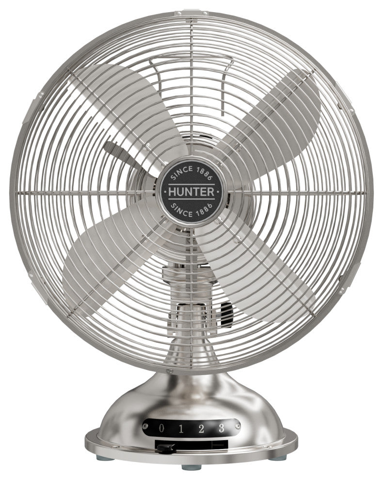 Hunter Classic Brushed Nickel 4-Blade Oscillating 3-speed Desk Fan