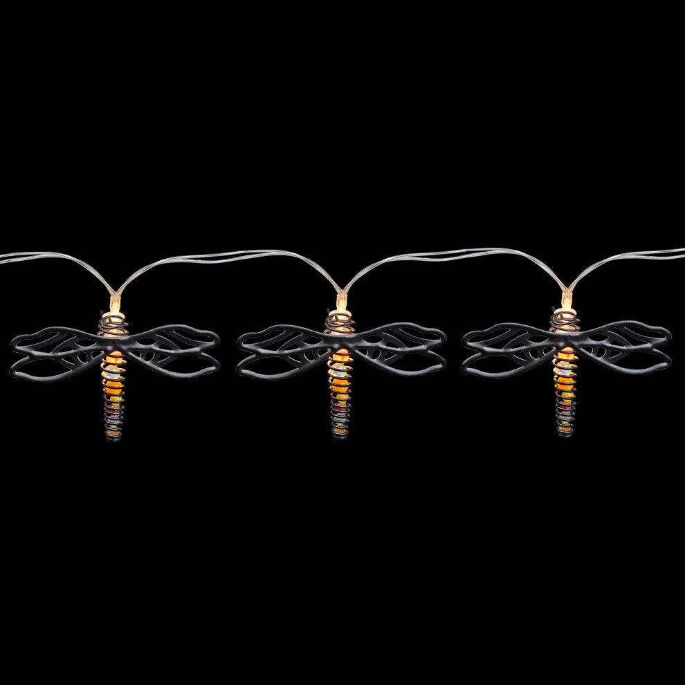 93"L Indoor 10-Bulb Decorative Metal Dragonfly LED String Lights