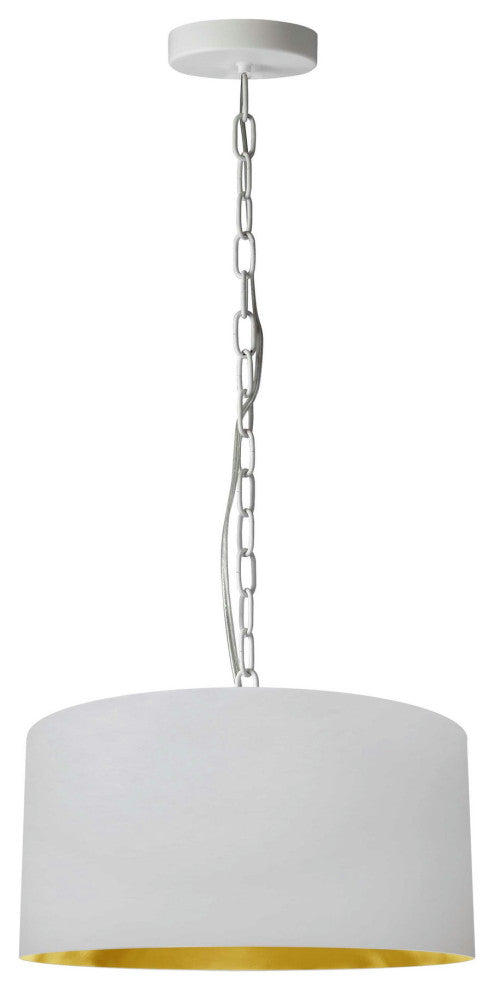 1 Light Small Braxton White Pendant w/ White/Gold Shade