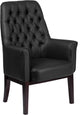 High Back Traditional Tufted Black Leather Side Reception Chair