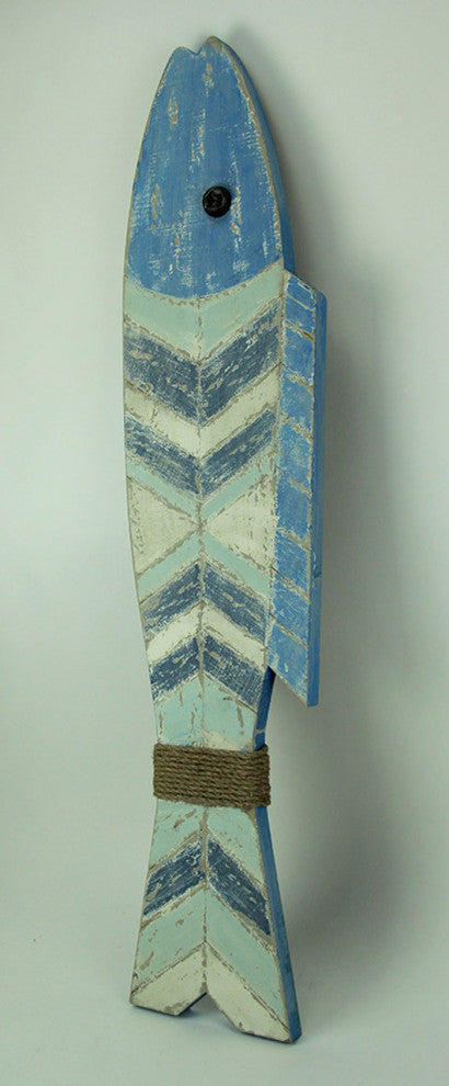 Weathered Rustic Coastal Wooden Fish Wall Hanging