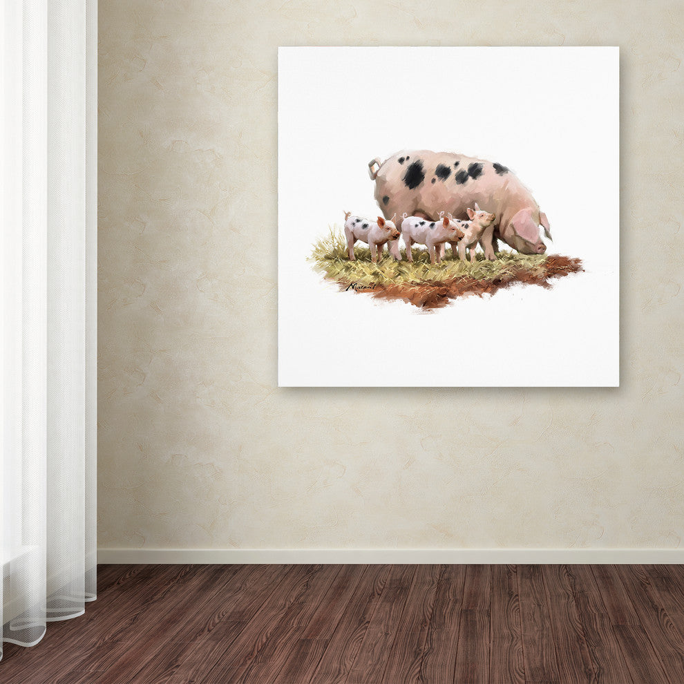 The Macneil Studio 'Pig With Piglets' Canvas Art, 24"x24"