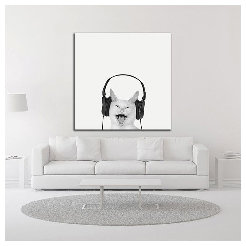 "Rockin Kitten" by Jon Bertelli, Print on Canvas, 14"x14"