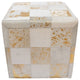 Decor Maisonette Gold Foil Hide Pouf Flynn, Ivory, 18"