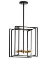 Industrial Matte Black 4-Light Metal Frame Candle Pendant Light