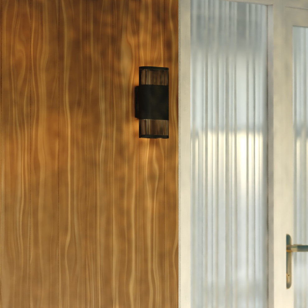 Skyline Aluminum 2-Light LED Textured Black Contemporary Outdoor Wall Sconce