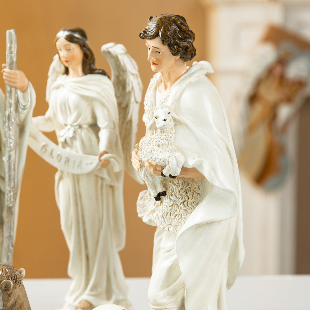 12-Piece Ivory Resin Nativity Figurine Set