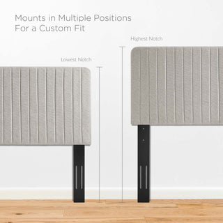 Milenna Channel Tufted Upholstered Fabric Twin Headboard Oatmeal
