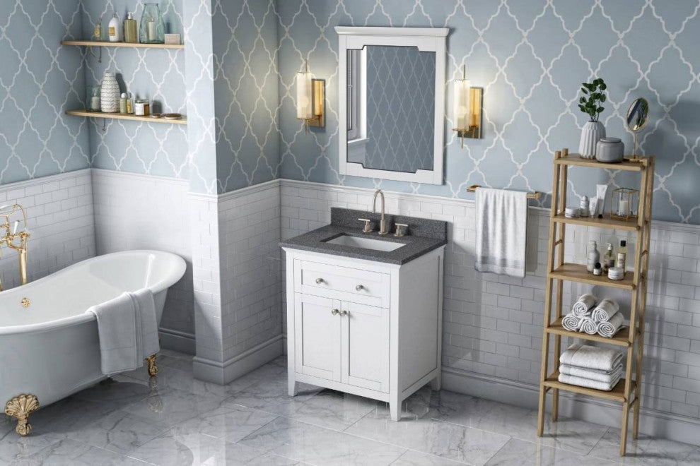 Chatham Traditional 30" White Single Sink Vanity, Boulder Cultured Marble Vanity