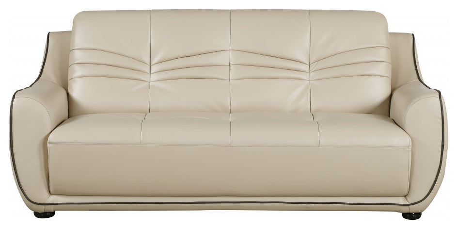 108" Elegant Beige Leather Sofa Set