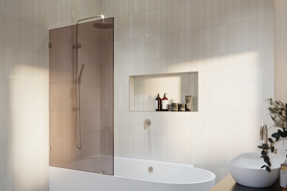 Bathtub Single Fixed Panels, Brushed Nickel