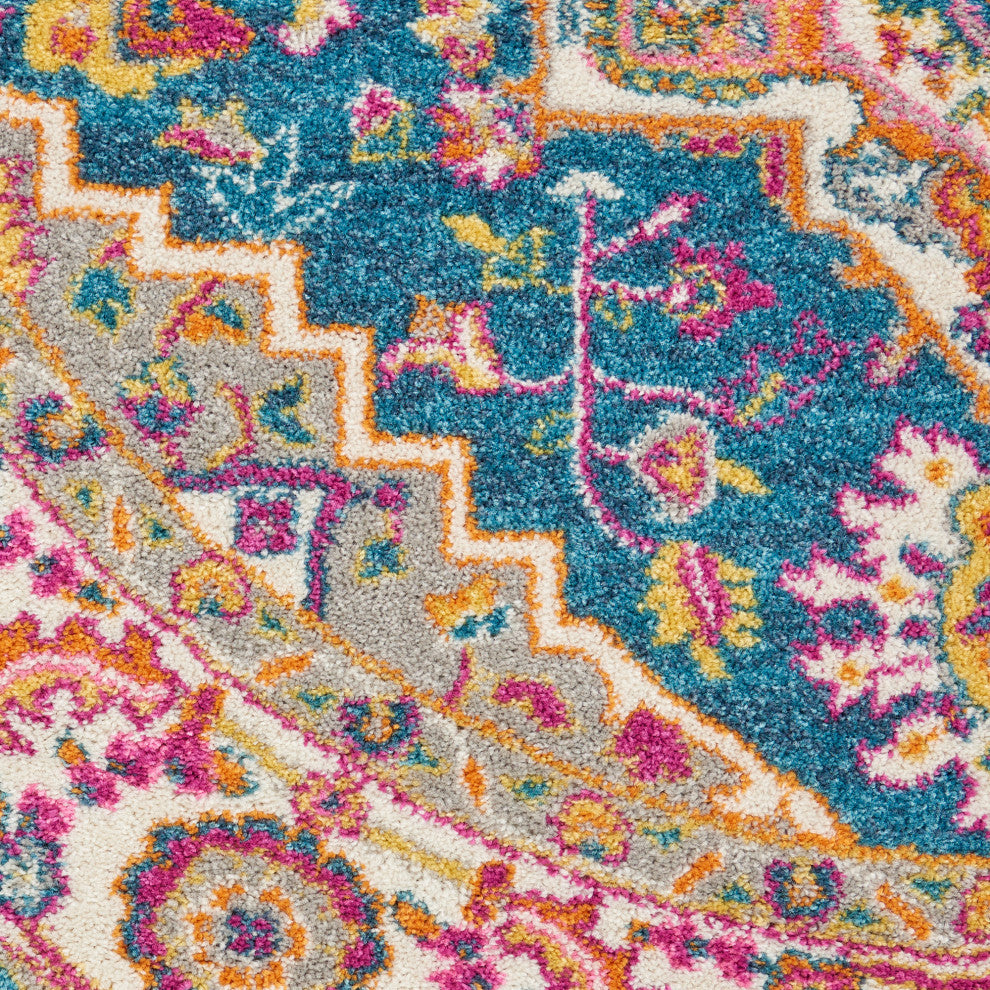 Nourison Passion 8' x Round Teal Multicolor Bohemian Indoor Area Rug