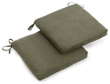 20"X19" Solid Microsuede Chair Cushions, Set of 2, Hunter Green