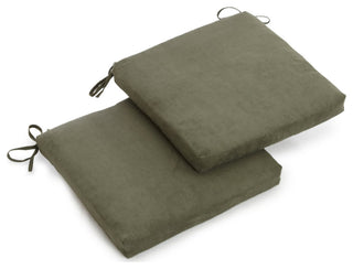 20"X19" Solid Microsuede Chair Cushions, Set of 2, Hunter Green