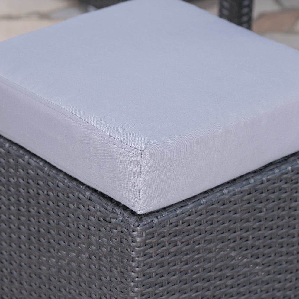 GDF Studio Santa Maria Outdoor Dining Sofa Set With Aluminum Frame, Gray/Silver