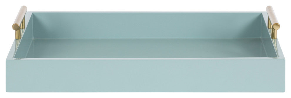 Lipton Decorative Wood Tray With Metal Handles, Blue/Gold, 16.5x12.25