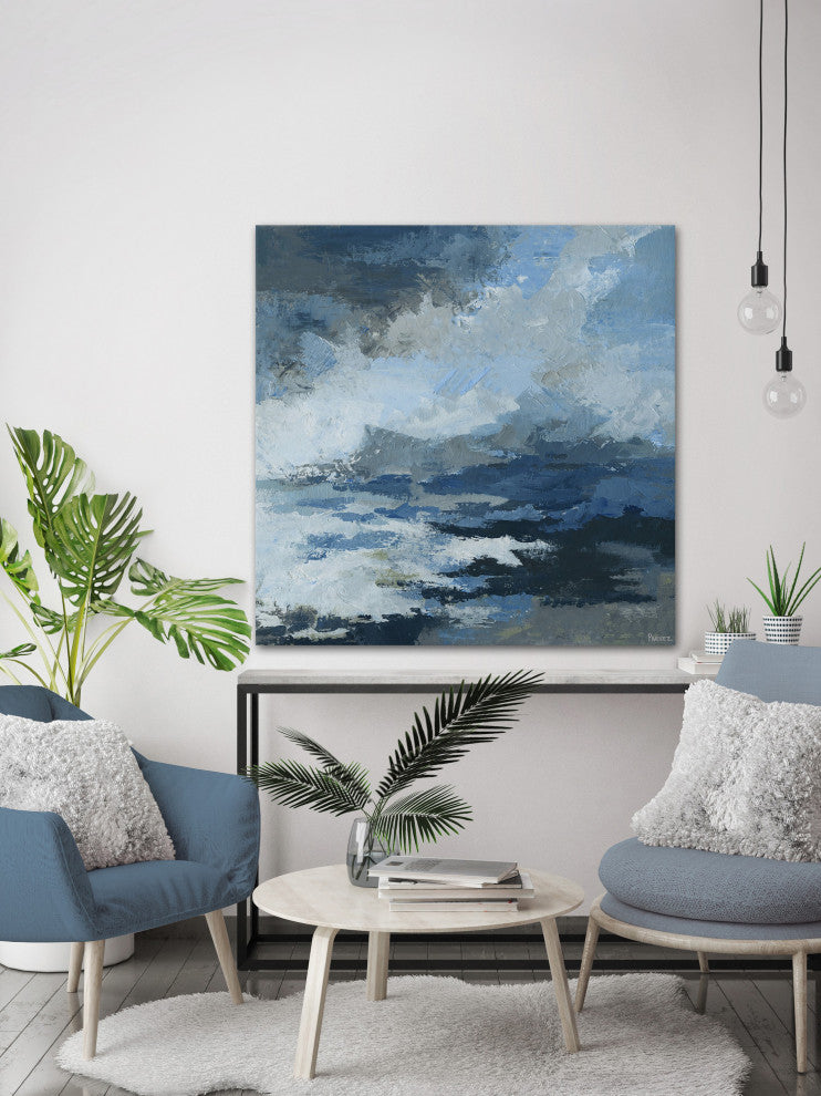 "Camouflage Waves" Painting Print on Wrapped Canvas, 48"x48"