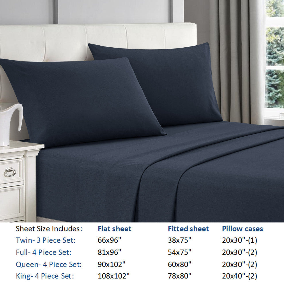Illada 4 Piece Bamboo Cooling Sheet Set, Navy, King