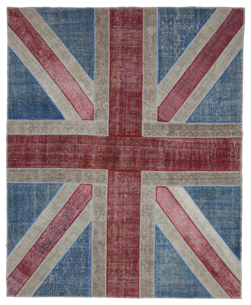 Rug N Carpet - Handmade Oriental 8' 2'' x 10' 1'' Flag Patchwork Rug