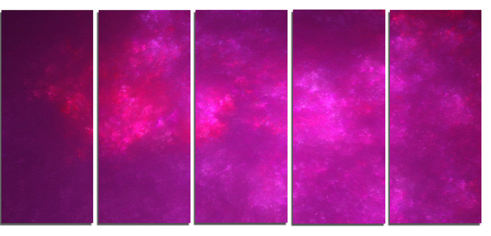 Bright Pink Starry Fractal Sky, Abstract Canvas Art Print, 60"x28", 5 Panels