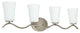 N2163-4-BN 4 Light Vanity Lighting with White Glass in Brushed Nickel Finish